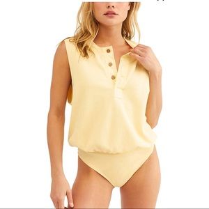 NWT Free People Peek Aye Body Suit Sunlight Yellow Size Large